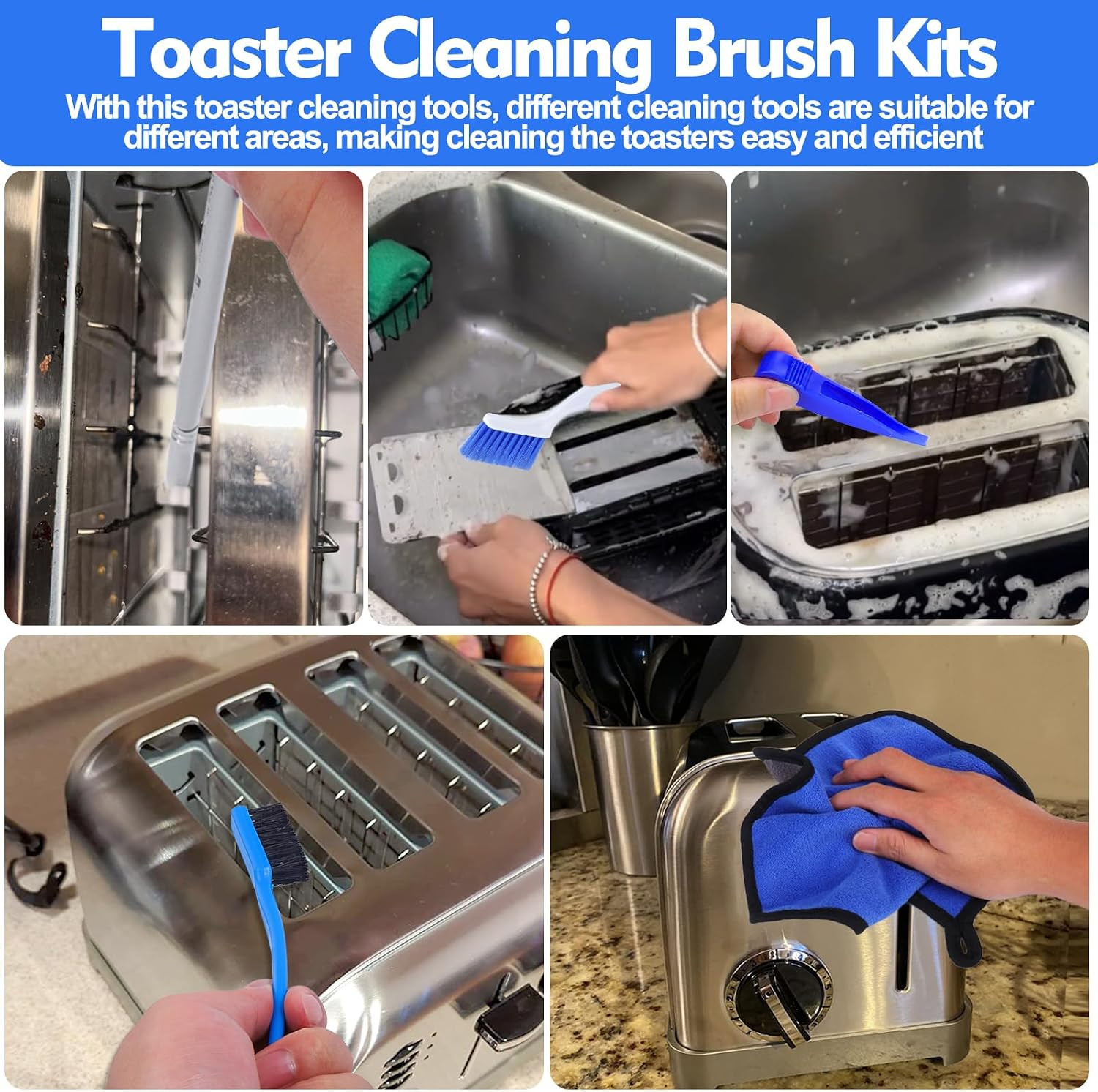 XANGNIER Toaster Cleaning Brush Set,5 Pcs Cleaner Supplies Tools Kit for Toaster