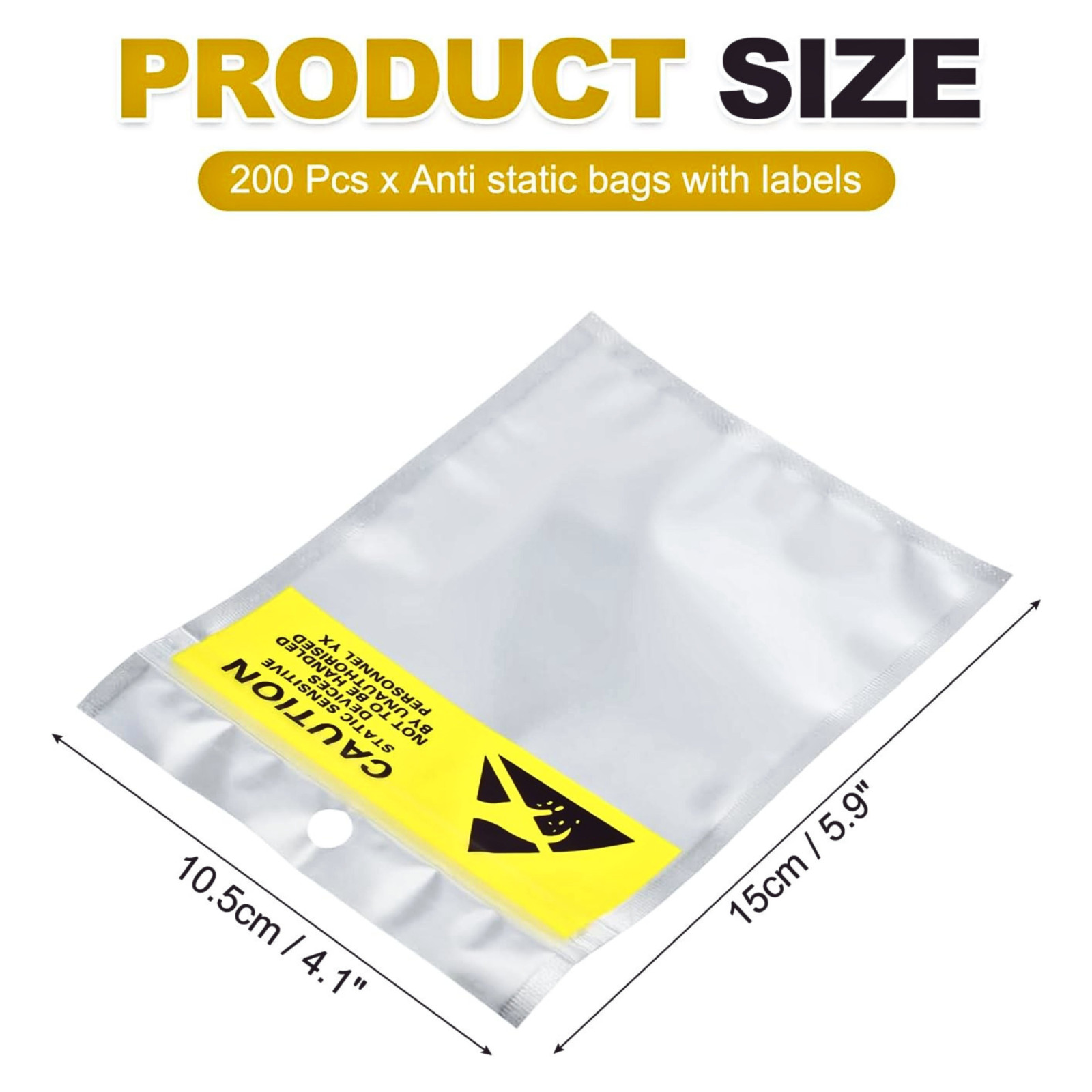 100pcs Anti Static Shielding ESD Translucent Bags 4″ x 6″ Zip Reclosable 10x15CM
