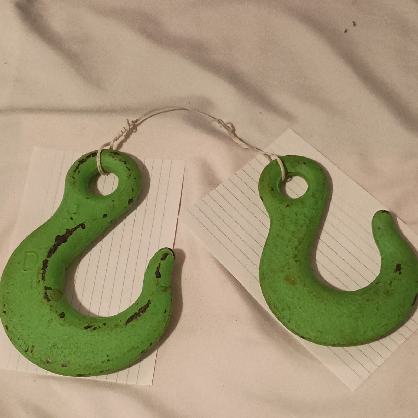 Lot of 2 Green Lifting Hooks, Unmarked Model, MPN Does Not Apply