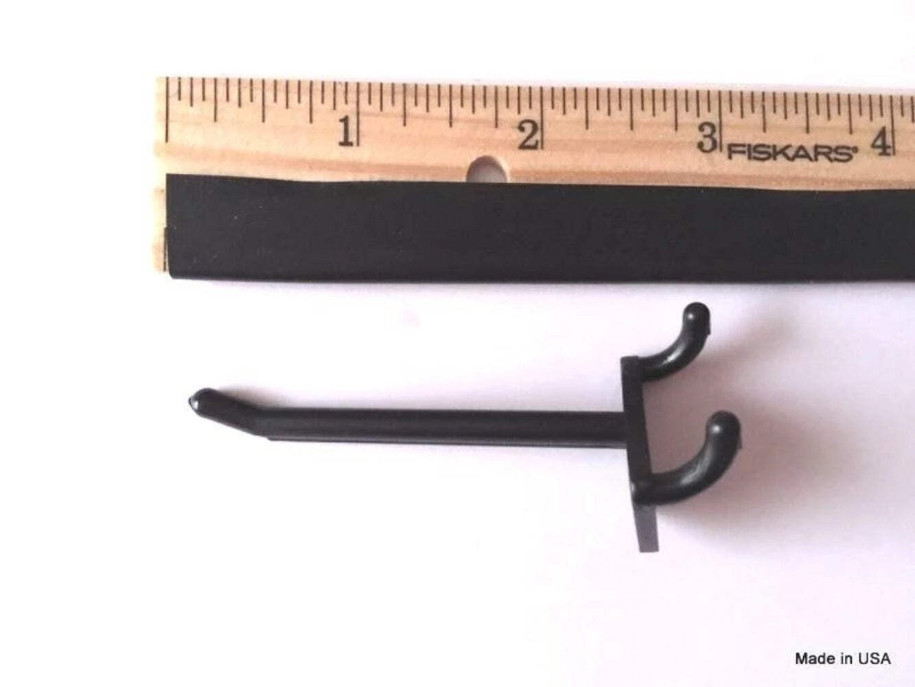 (50 PACK) 2 Inch Black Plastic Peg Hooks for 1/8 & 1/4 Pegboard USA Made