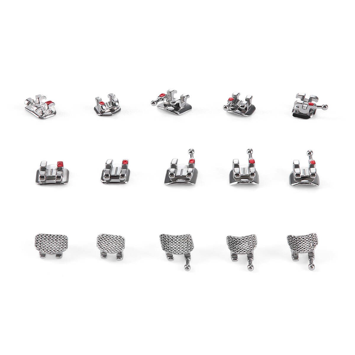 Dental Orthodontic Brackets Metal Mini Roth/MBT.022″/.018″ Hooks 3/345 Mesh Base