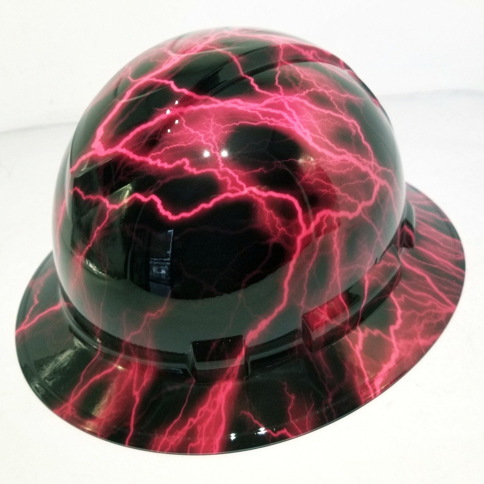 Hard Hat Full Brim Custom hydro dipped HOT PINK LIGHTNING BOLT NEW best price