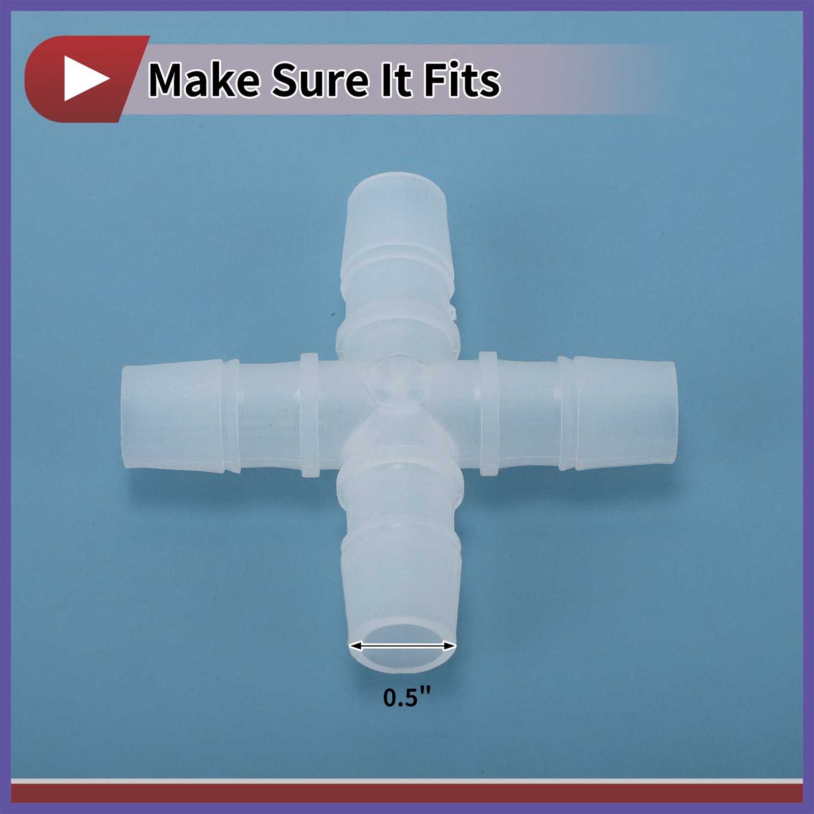 Hose Barb Fitting 1/2″ OD Barb Cross 4 Way Pipe Connector Clear 10 Pcs