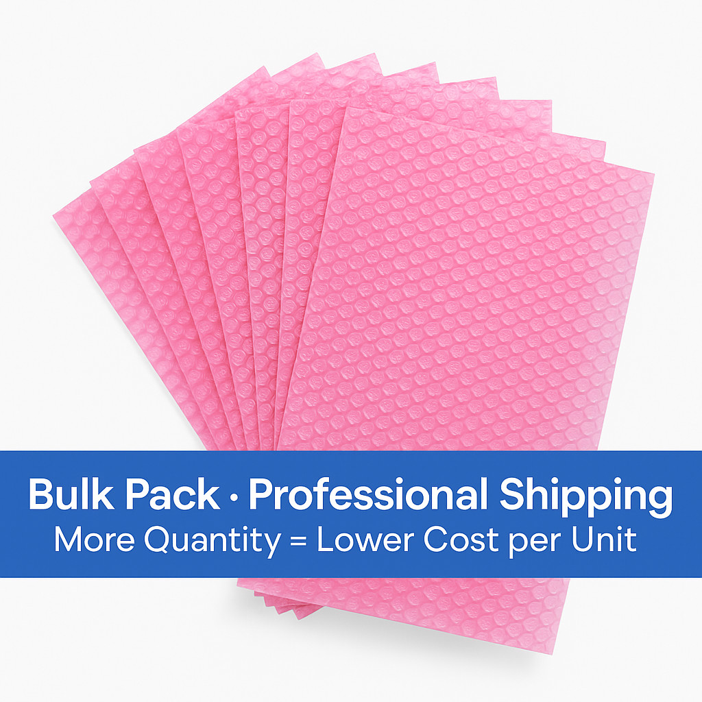 12×15.5 Pink Anti-Static Bubble Pouches Self Seal 3/16″ Poly Bags