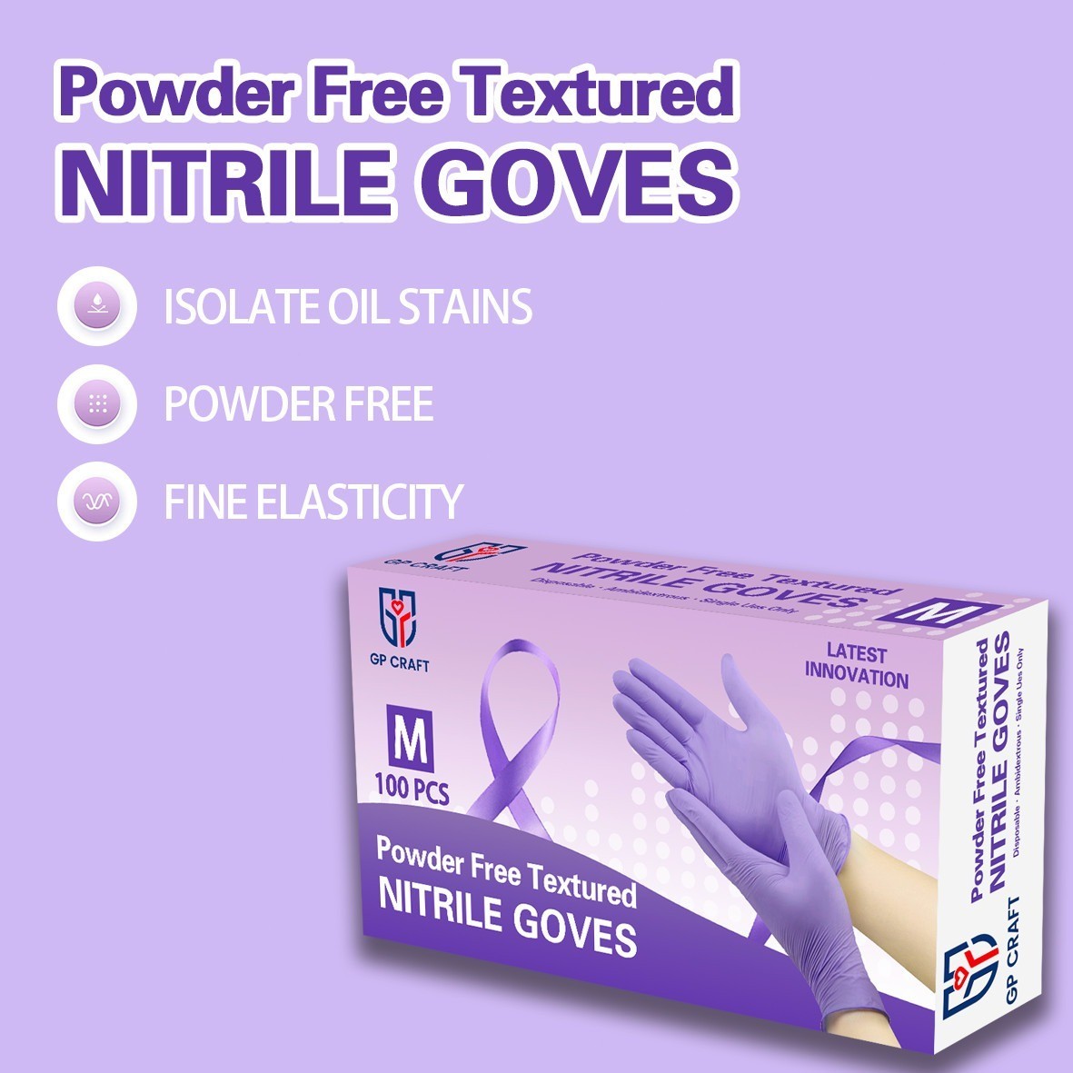 100 Count Disposable Nitrile Exam Gloves 4 Mil Latex-Free Food Safe