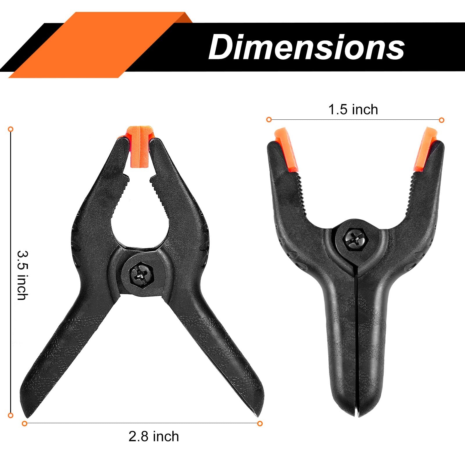 20 Packs Spring Clamps, 3.5 inch Clamps Heavy Duty Black and Orange
