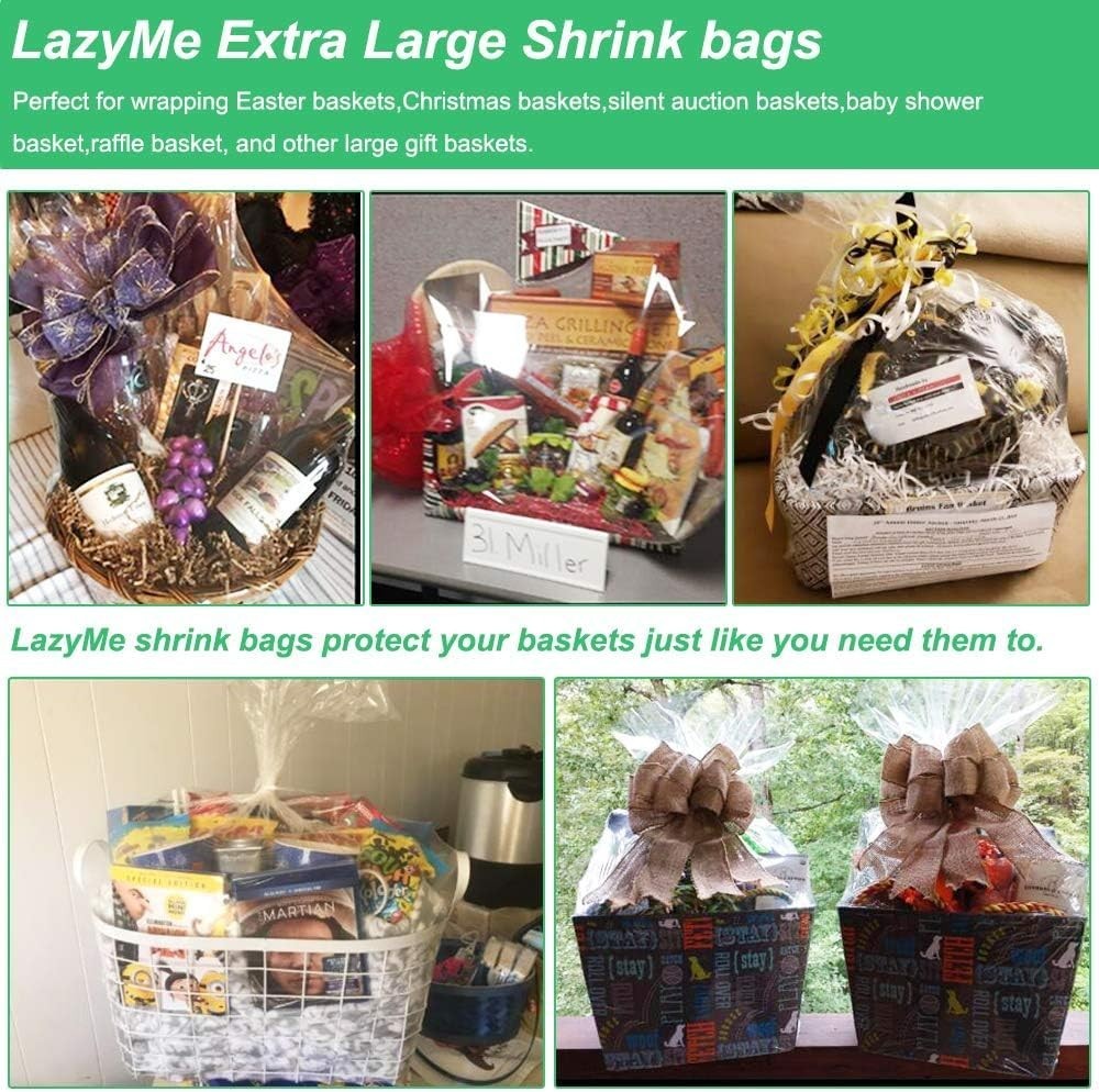 High Clarity Extra Large Shrink Wrap Bags 35×44 – Perfect for Holidays & Events