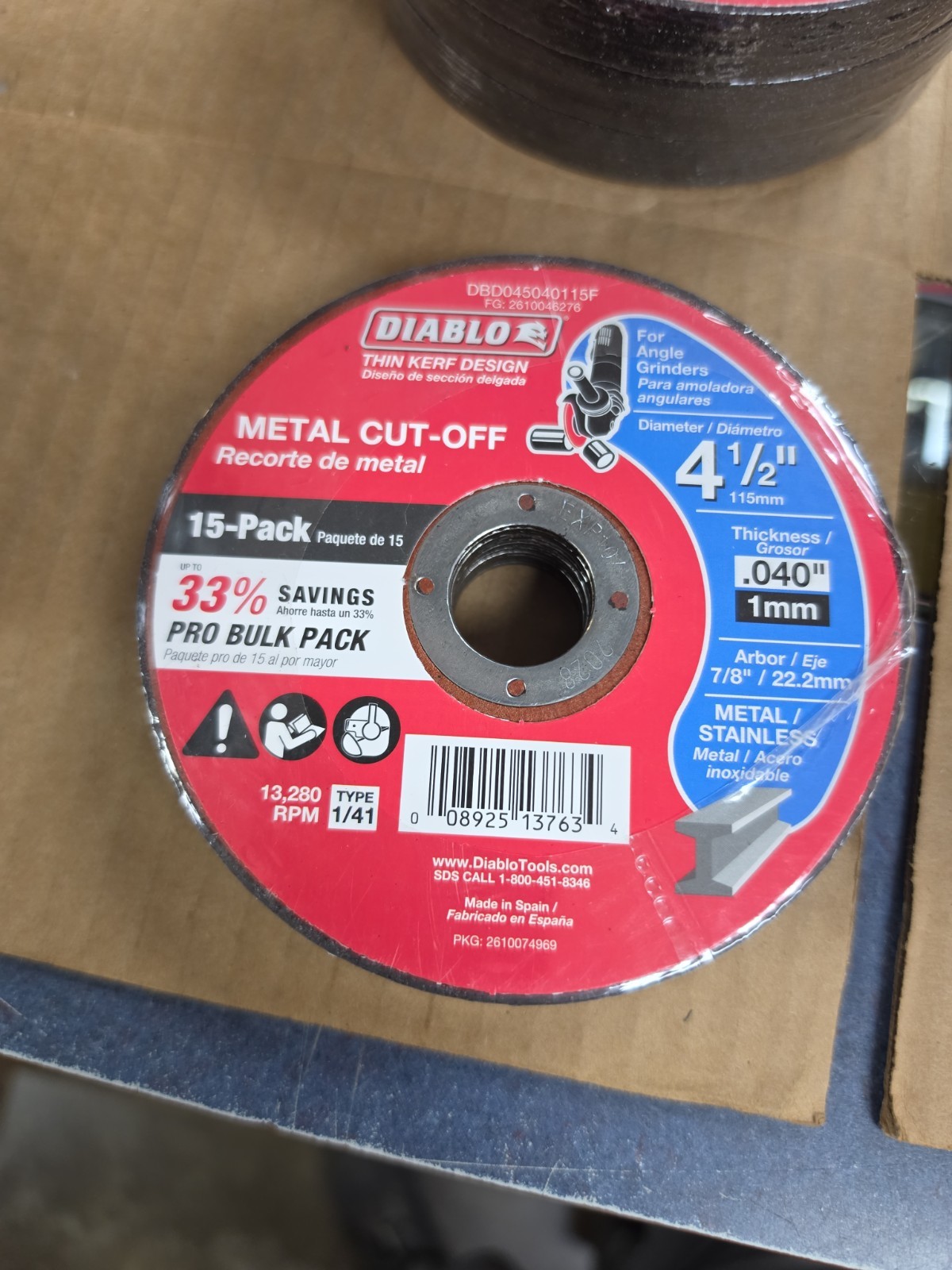 15 DIABLO 4-1/2″ X .040″ THIN KERF METAL/STAINLESS ANGLE GRINDER CUT-OFF WHEELS
