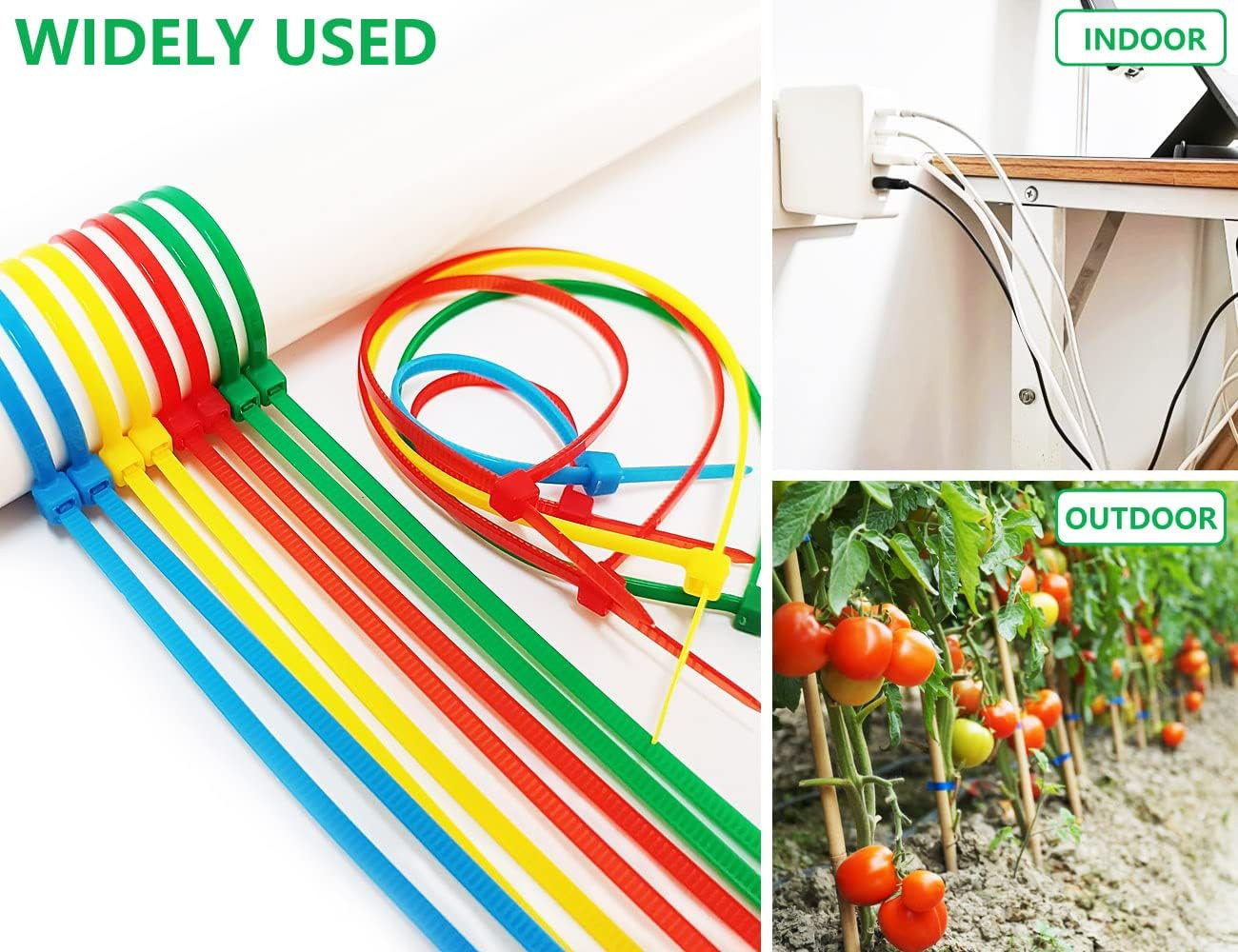 400Pack 8 Inch Multi Colors Heavy Duty Cable Zip Ties for Indoor and Outdoor Use