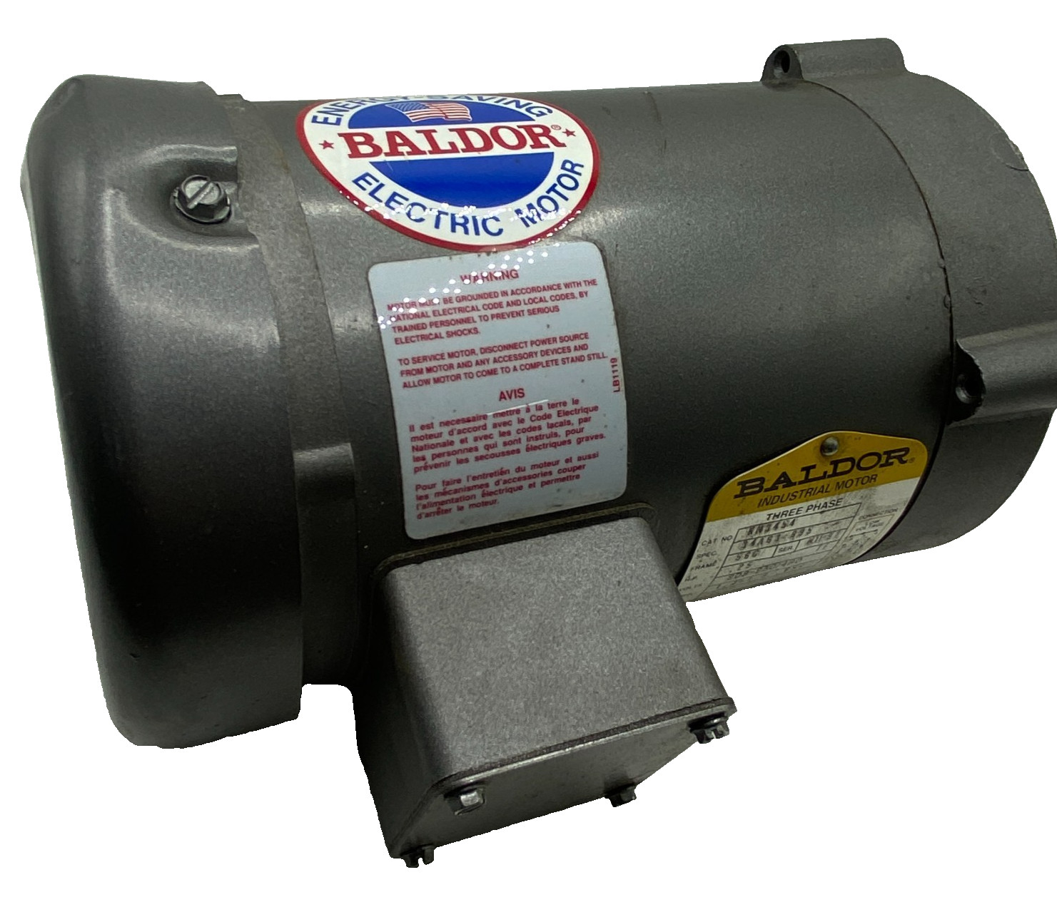 BALDOR KM3454 INDUSTRIAL MOTOR THREE PHASE 1725RPM 60HZ 208-230/460 VOLTS