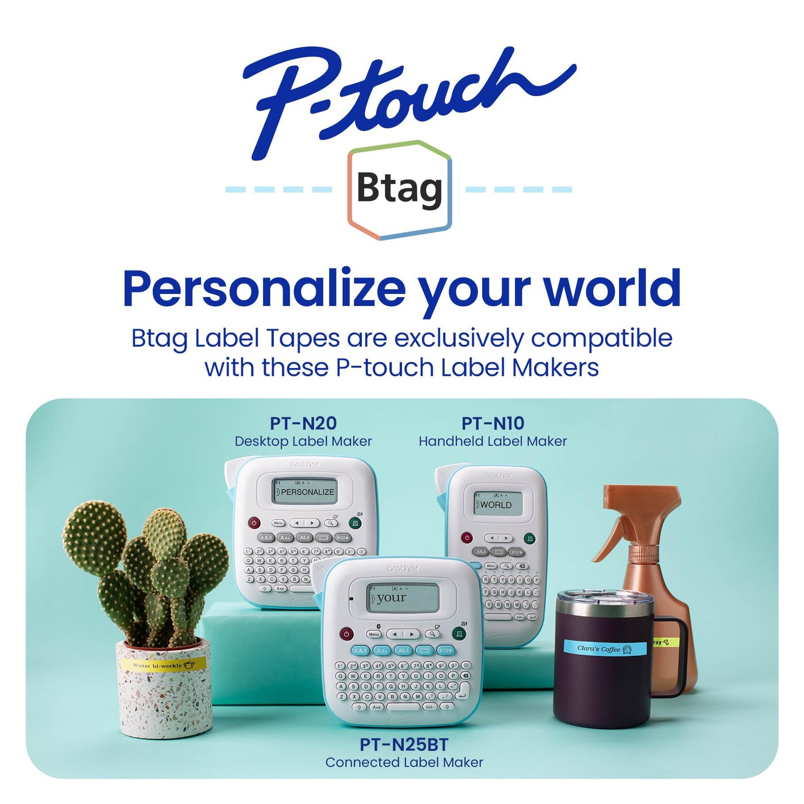 Brother Genuine P-Touch Btag BTAG233 Blue on Pack of 1, Print White