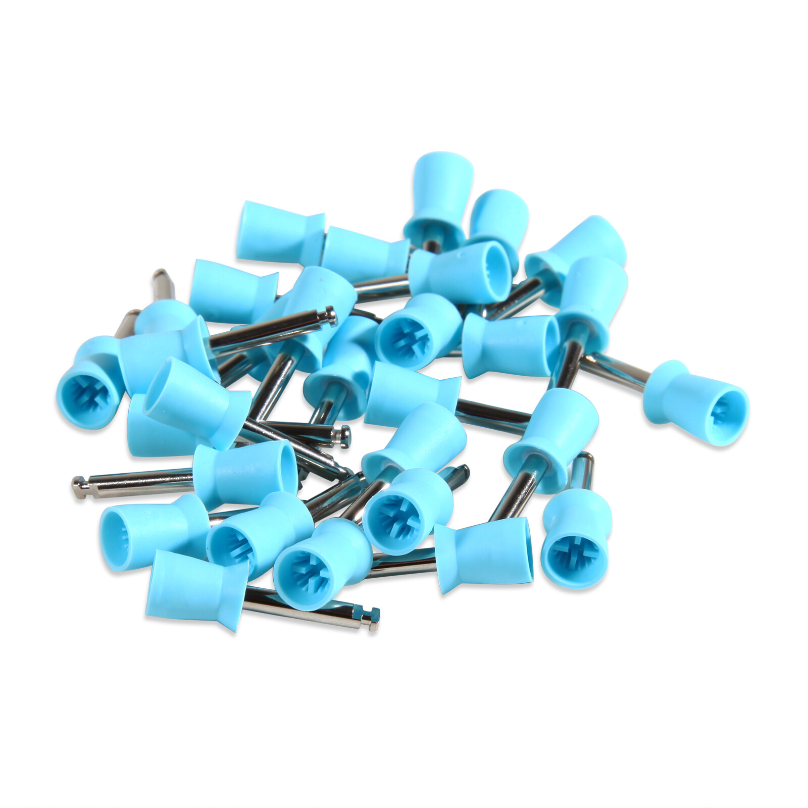 100 Pcs Dental Rubber Prophy Teeth Polish Polishing Cups Latch Type Brushes blue