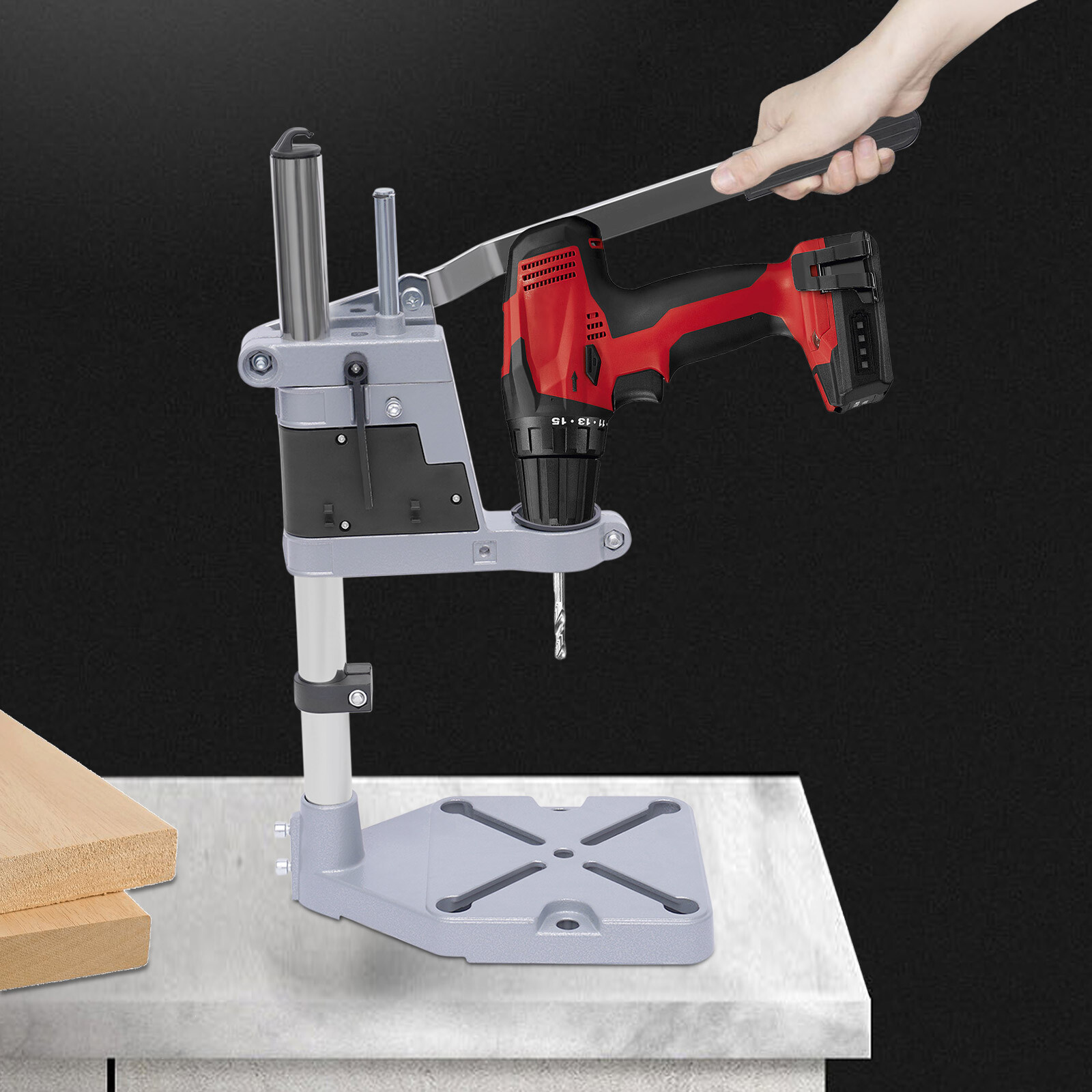 Electric Drill Hand Press Stand Bench Clamp Support Holder Tool Workbench Pillar