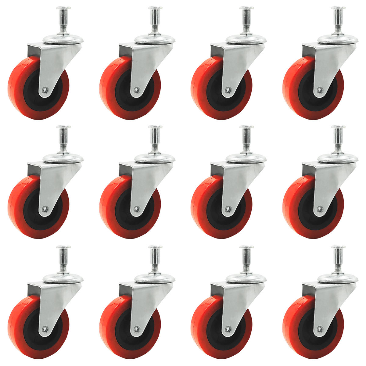 12 Pack Heavy-Duty 2″ Swivel Caster for Creeper Service Cart Stool Post Mount