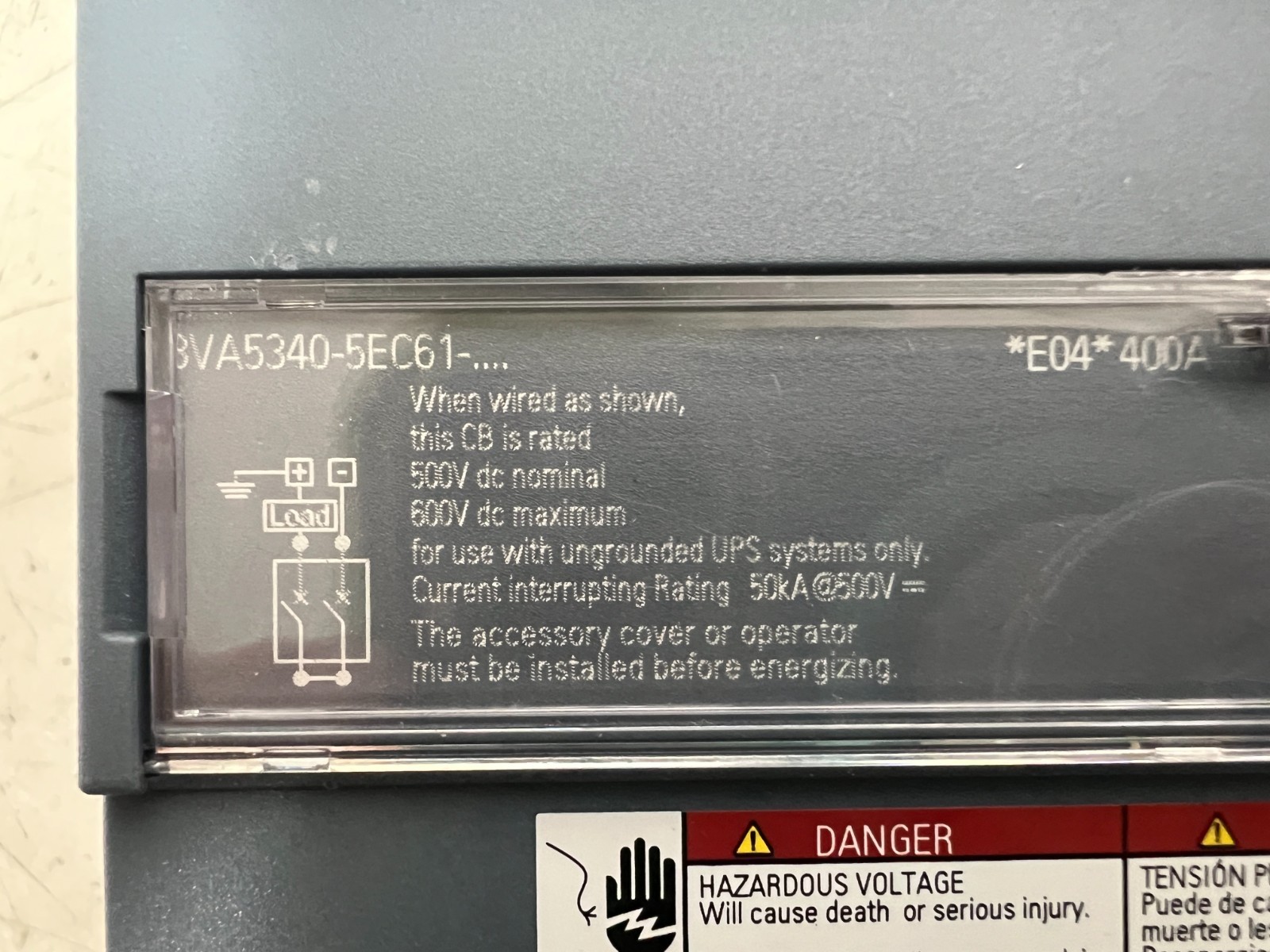 👀NEW SIEMENS 400 AMP CIRCUIT BREAKER 2P 600V 3VA5340-5EC61-0AA0 W/ 400 AMP TRIP