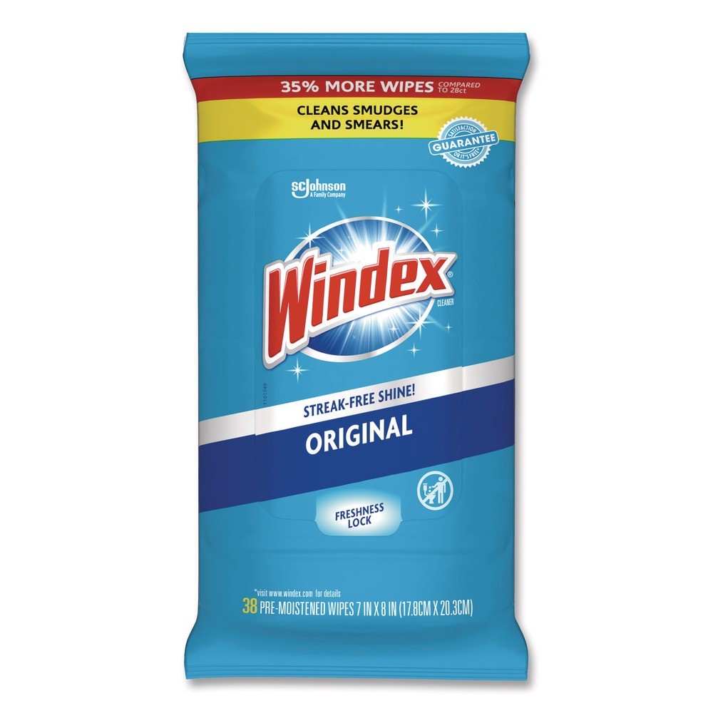 Windex 378032 7″ x 8″ Glass and Surface Wet Wipe – Unscented/White (12/CT) New