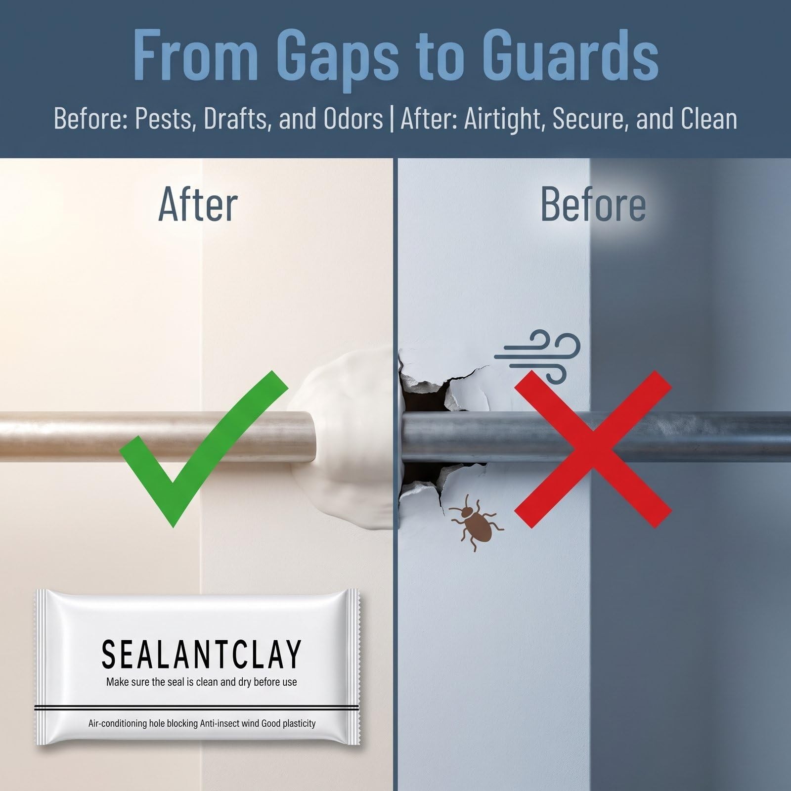 4Pack Upgraded Fast Drying Sealant Clay, Moldable Repair Mastic for Drain Pip…