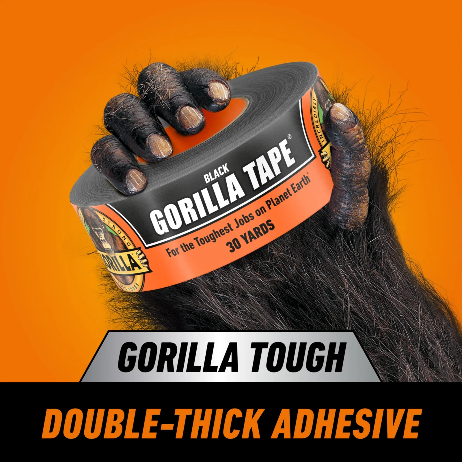 Gorilla 30 Yard Black Tough Duct Tape Single Roll, Pack of 1