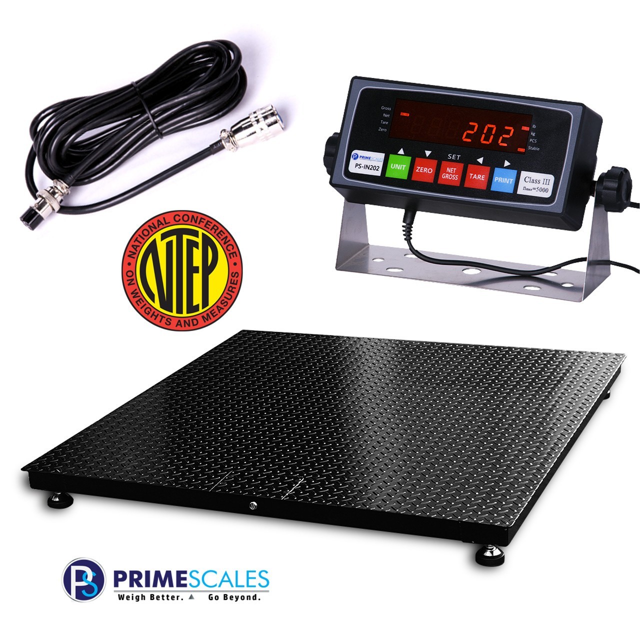 Heavy Duty 48″x48″ Floor Scale 2500 x 0.5 lb NTEP Approved with Indicator