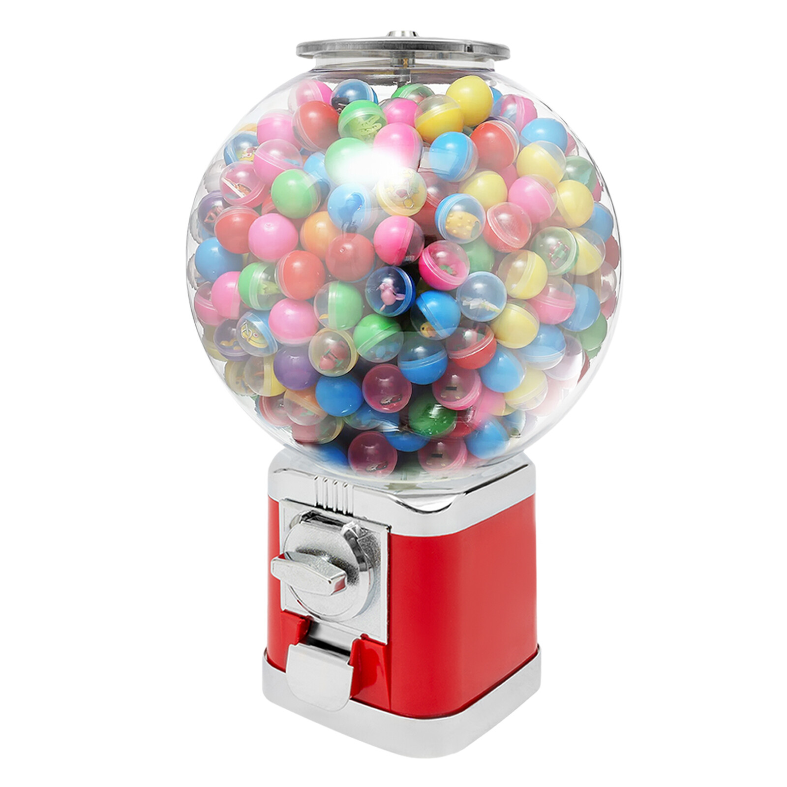 1.26 in Gumball Machine with Coin Bank – Red Vintage Bubble Gum Candy Dispenser