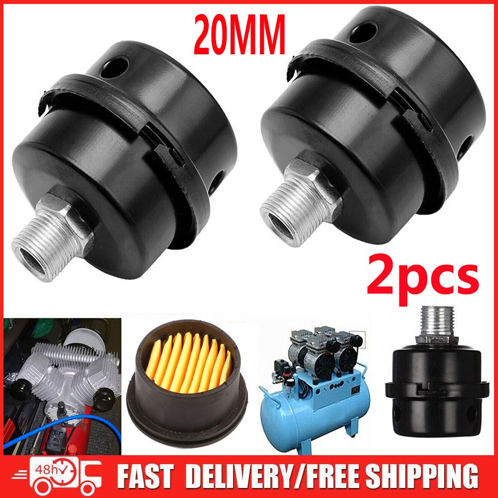 2x Filter Metal Air Compressor Intake Filter Noise Muffler Silencer 1/2″ 20Mm