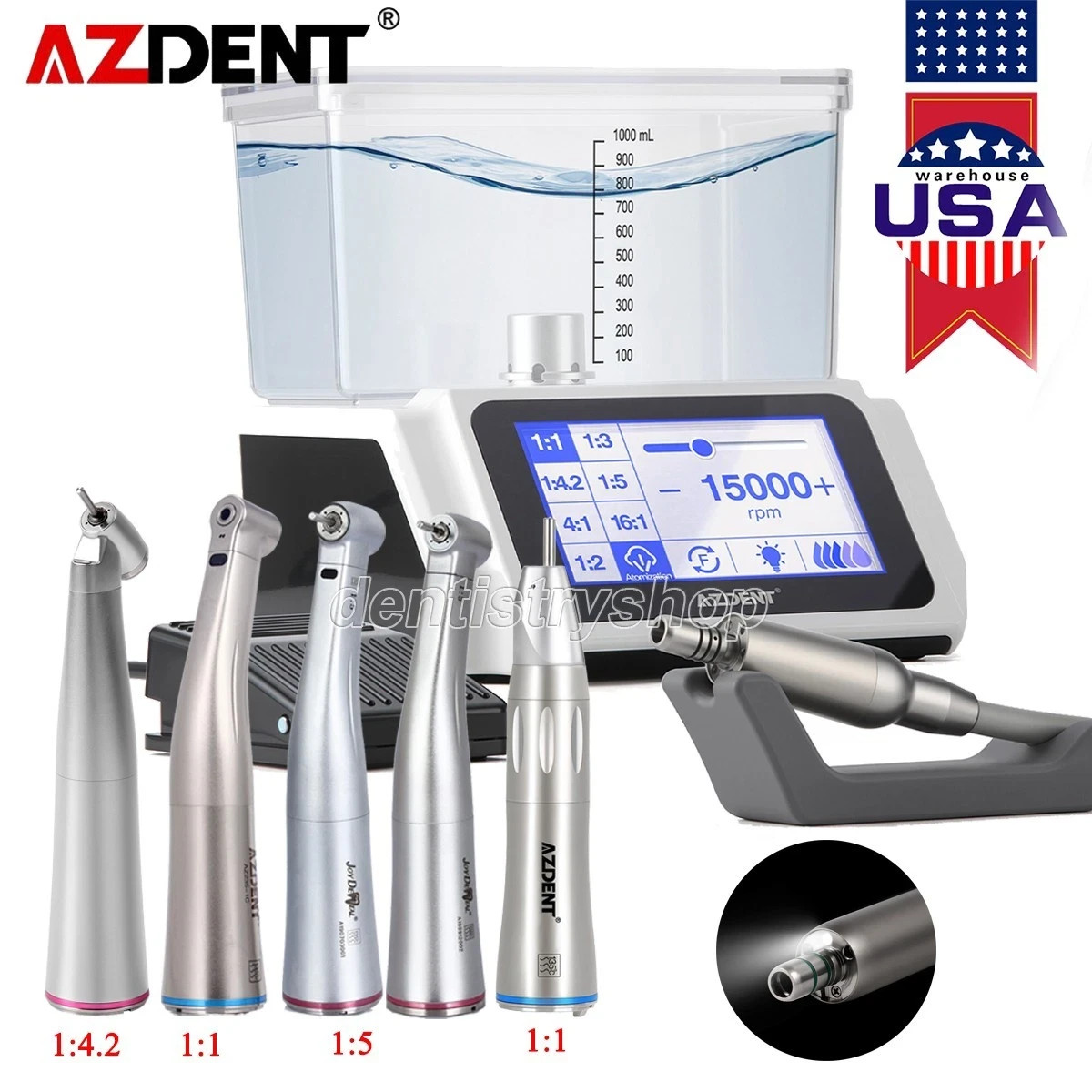 NSK Style Dental LED Brushless Electric Micro Motor/1:1/1:5/1:4.2 LED Handpiece