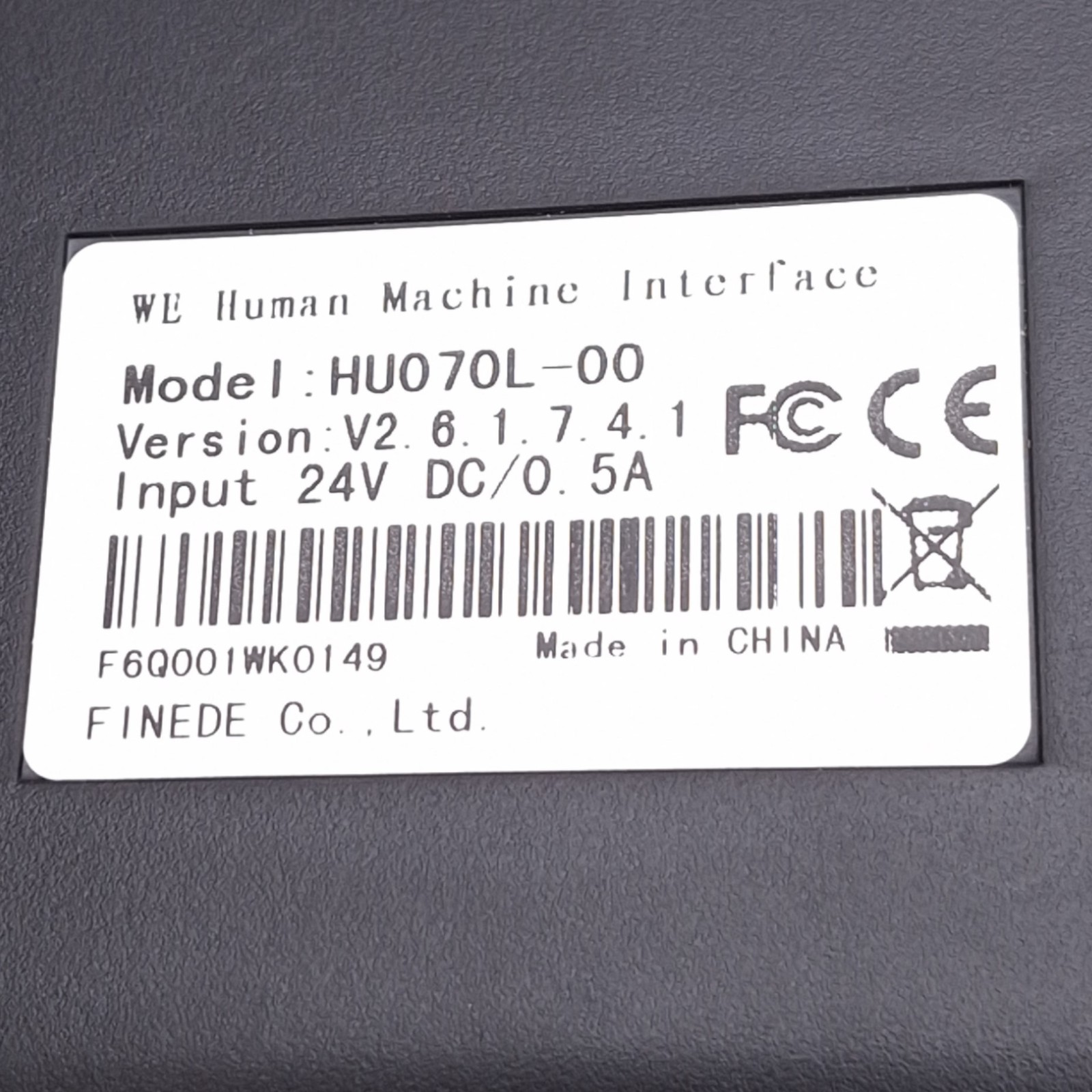 FATEK HU070L-00 UniCon HMI Panel, 7in Touch Screen, 24VDC, RS232/422/485, USB