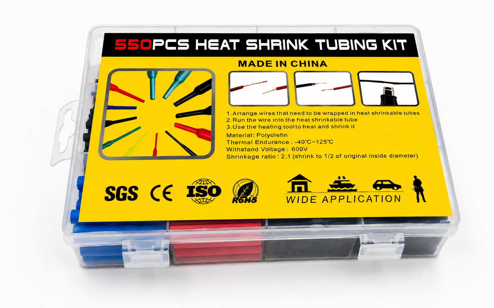 HEAT SHRINK Tubing Sleeve 2:1 Shrinkable Tube Wire Cable Assortment Kit 560PCS