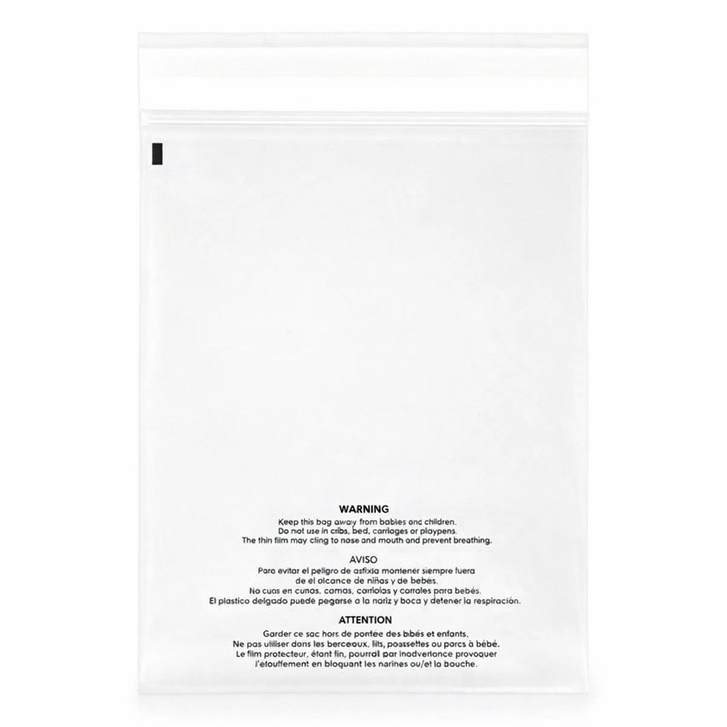 Clear Resealable OPP Cello Bags 1.5 Mil Poly w/ Suffocation Warning – Multi Size