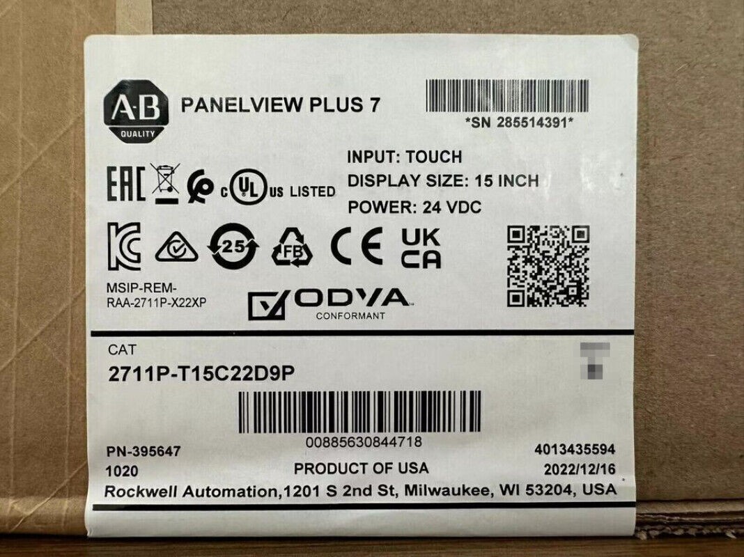 Original AB 2711P-T15C22D9P PanelView Plus 7 New Surplus Sealed 2711PT15C22D9P