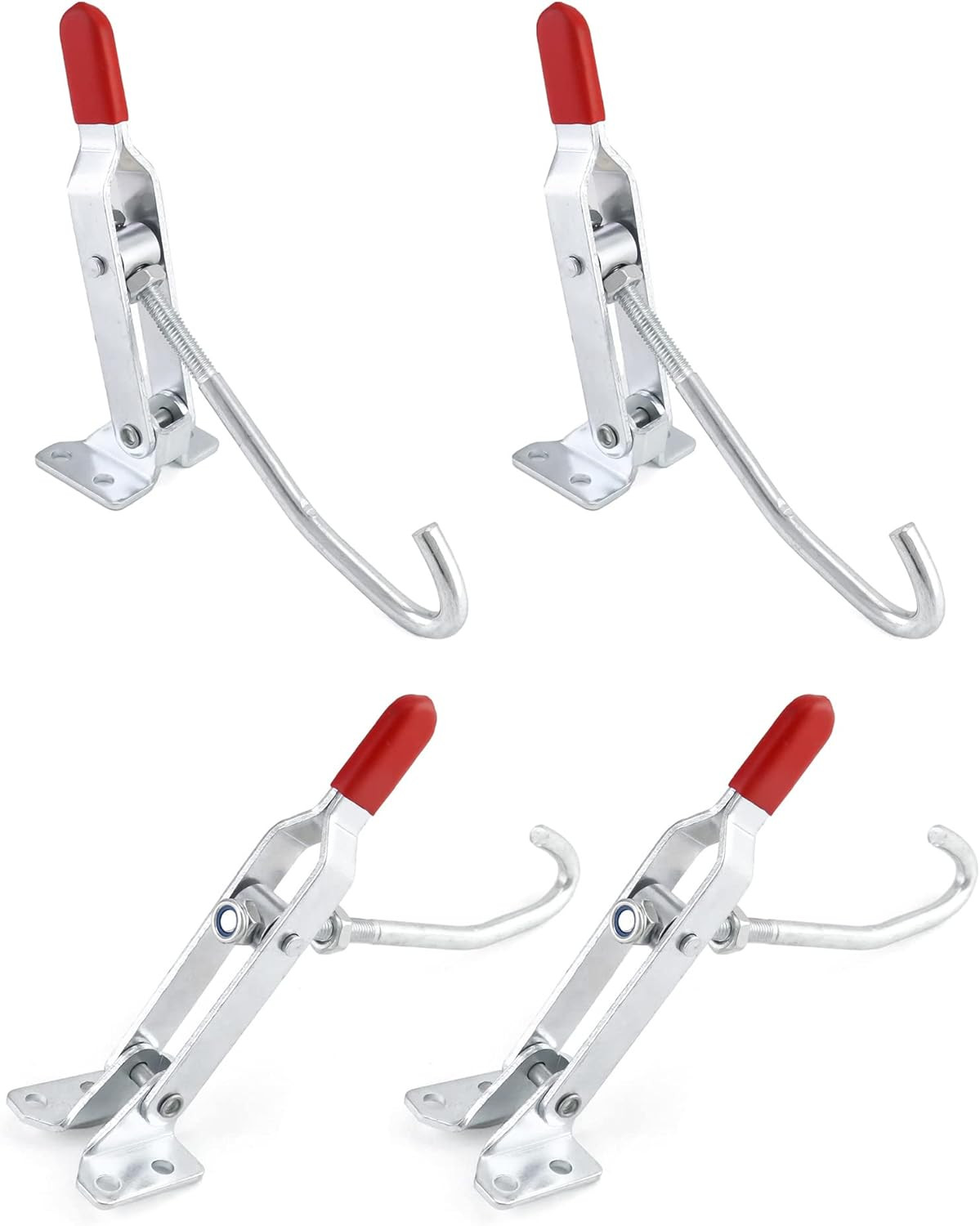 4 Pack J Hook Toggle Clamp 375 lb Holding Capacity Adjustable Pull Latch Red Kit