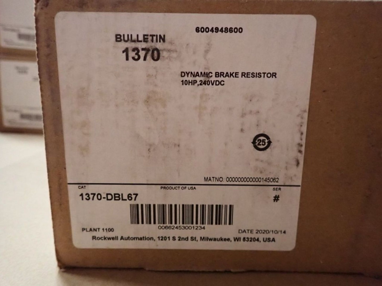 Rockwell Automation Allen Bradley 1370-DBL67 DYNAMIC BRAKE RESISTOR KIT NEW NIB