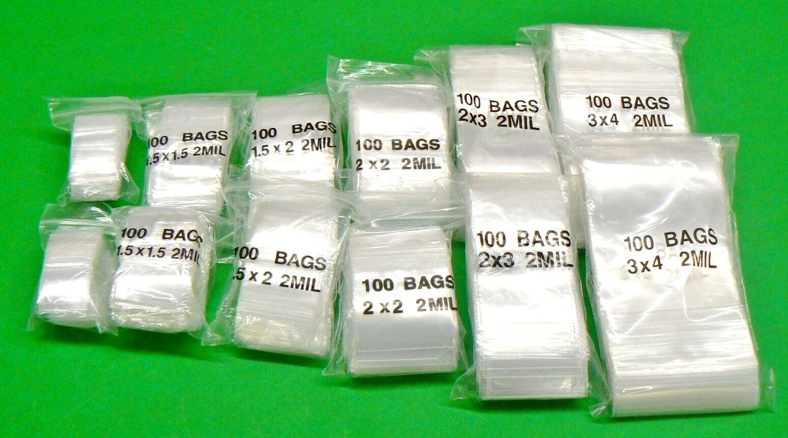 1200 Bags Assorted 2mil Clear Reclosable Assortment 6 Sizes 200each – 1×1 To 3×4