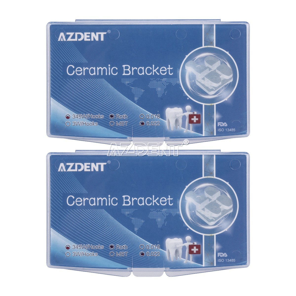 AZDENT Dental Orthodontic Ceramic Clear Brackets Braces MBT/Roth.022 Hooks 3 4 5