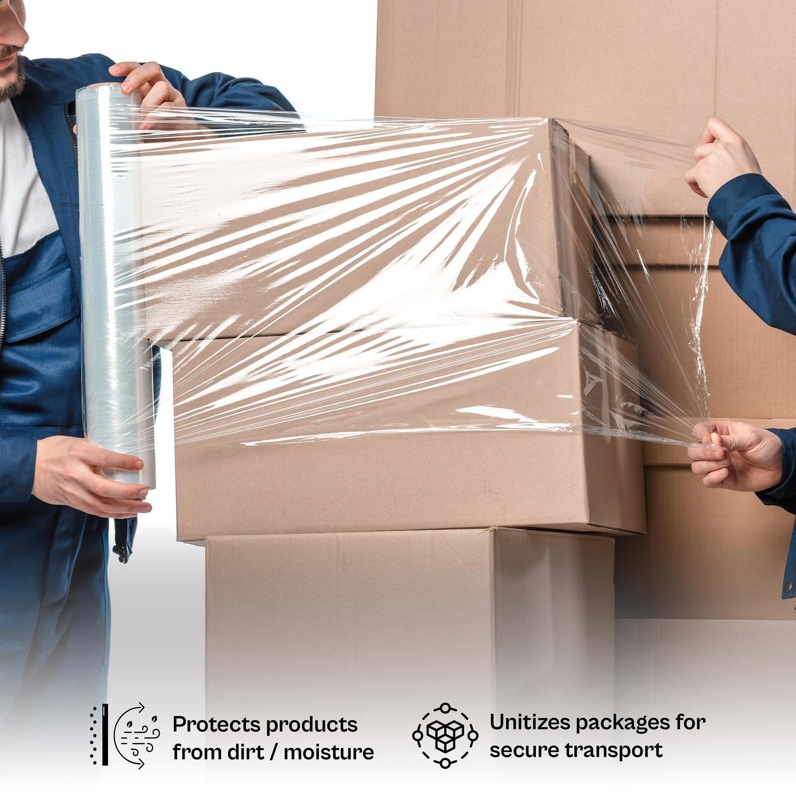 Cast Hand Stretch Wrap 4 Roll 15″x1000′ 120 Ga Palstic Packing Shrink Film