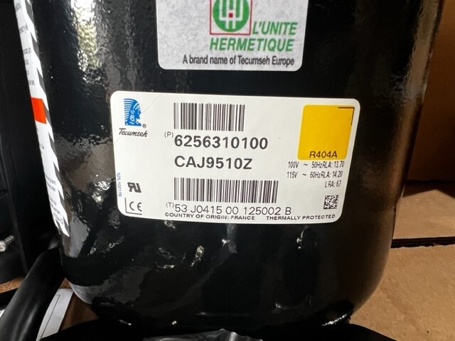 Tecumseh Compressor CAJ9510Z 1.25 HP R404 115V MBP