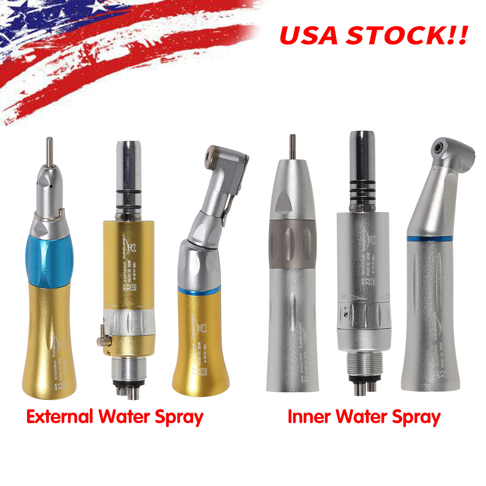 Dental Straight low Speed Handpiece 4-H Motor Contra Angle Inner /External TXO