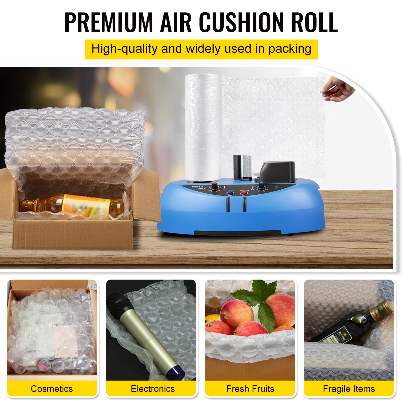 984ft x 16″ Air Cushion Machine Film Bubble Pillow Packaging Padding Roll 2 Pack