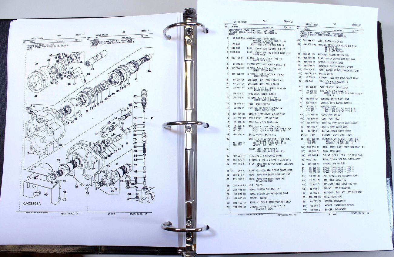 International 986 1086 1486 Tractor Service Parts Operators Manual Repair Set