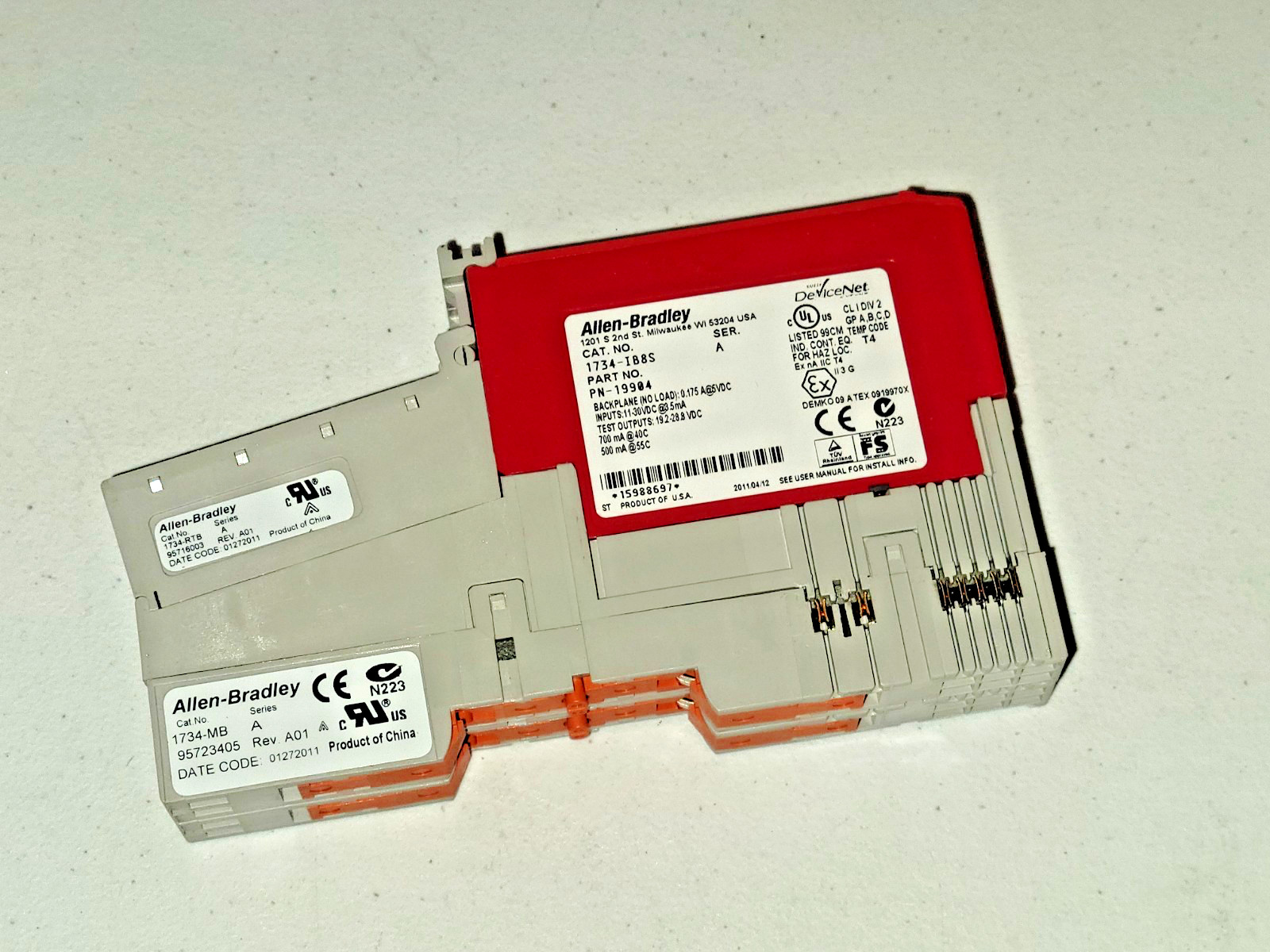 Allen Bradley 1734-IB8S Safety Sink Input Module 1734-1B8S with 1734-MB 1734-RTB
