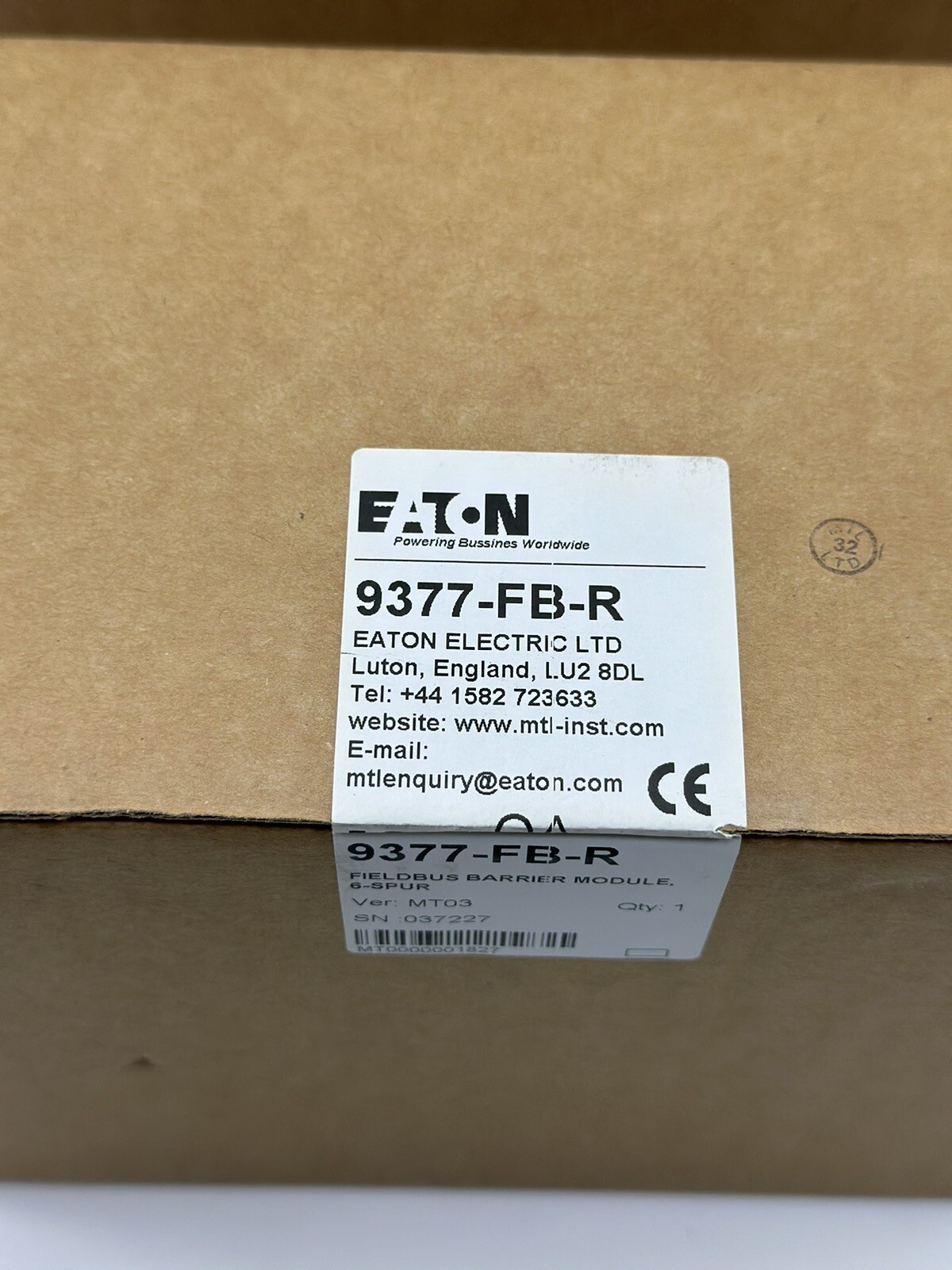 EATON 9377-FB-R FIELDBUS BARRIER MODULE 6-SPUR VER: MT03