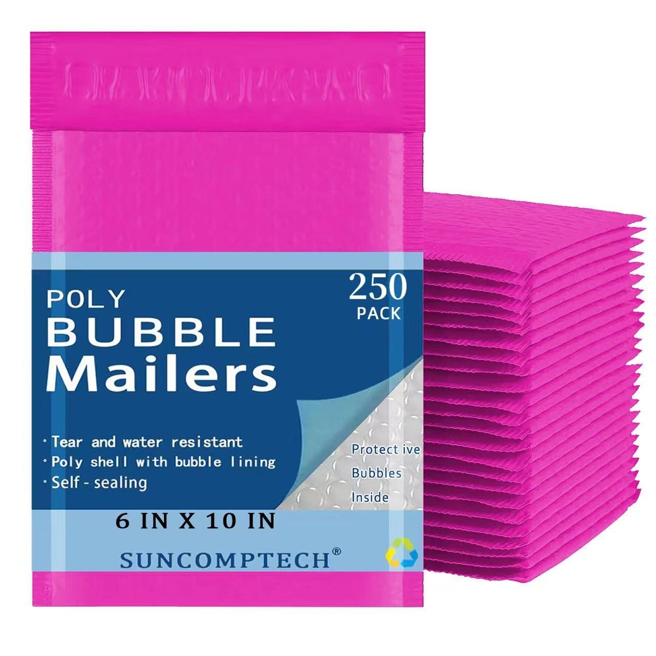 250 #0 6×10 Color Economy Poly Bubble Padded Envelopes Mailers Bag PINK