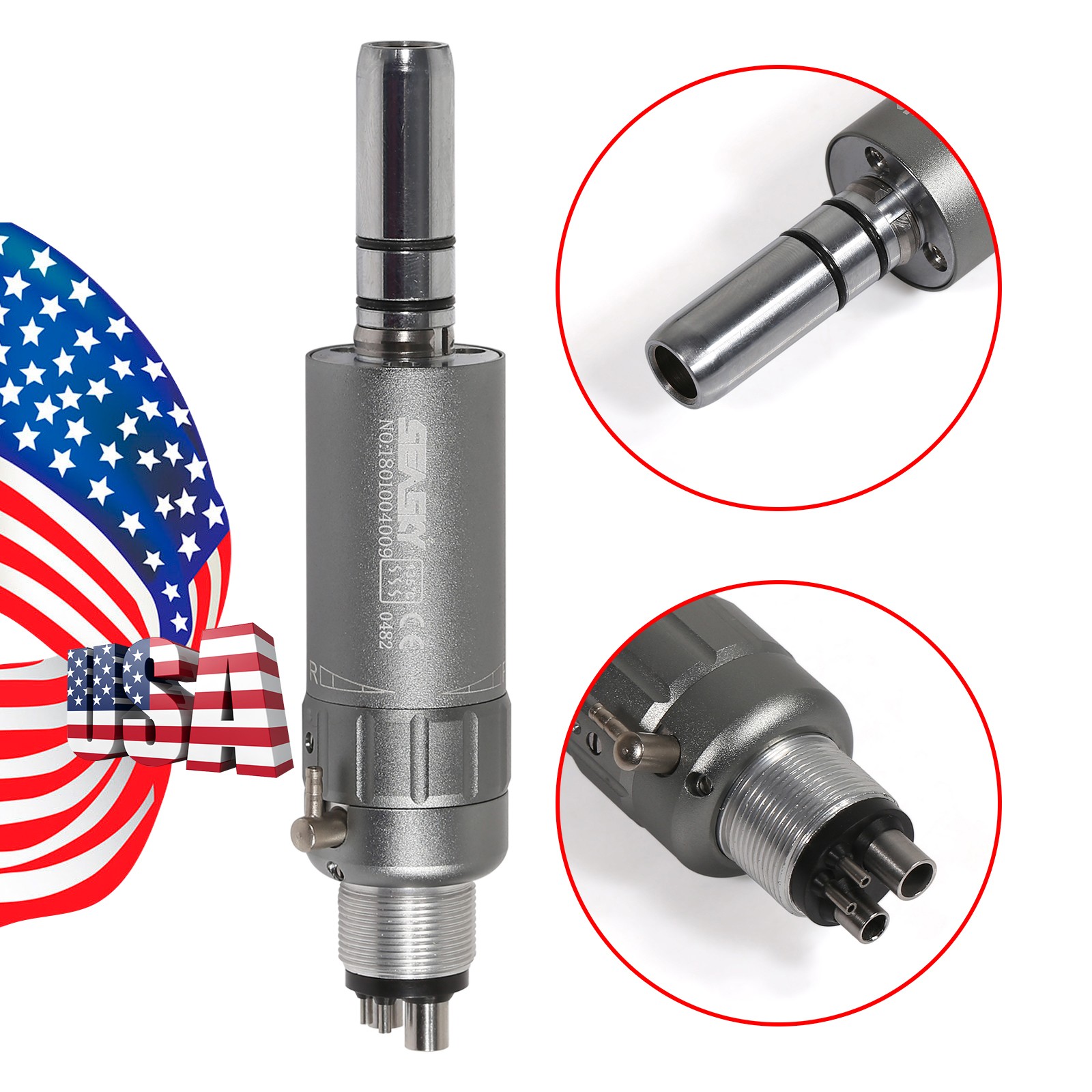 NSK Style Dental Slow Low Speed Handpiece Air Motor E-type 4 Holes Midwest M4