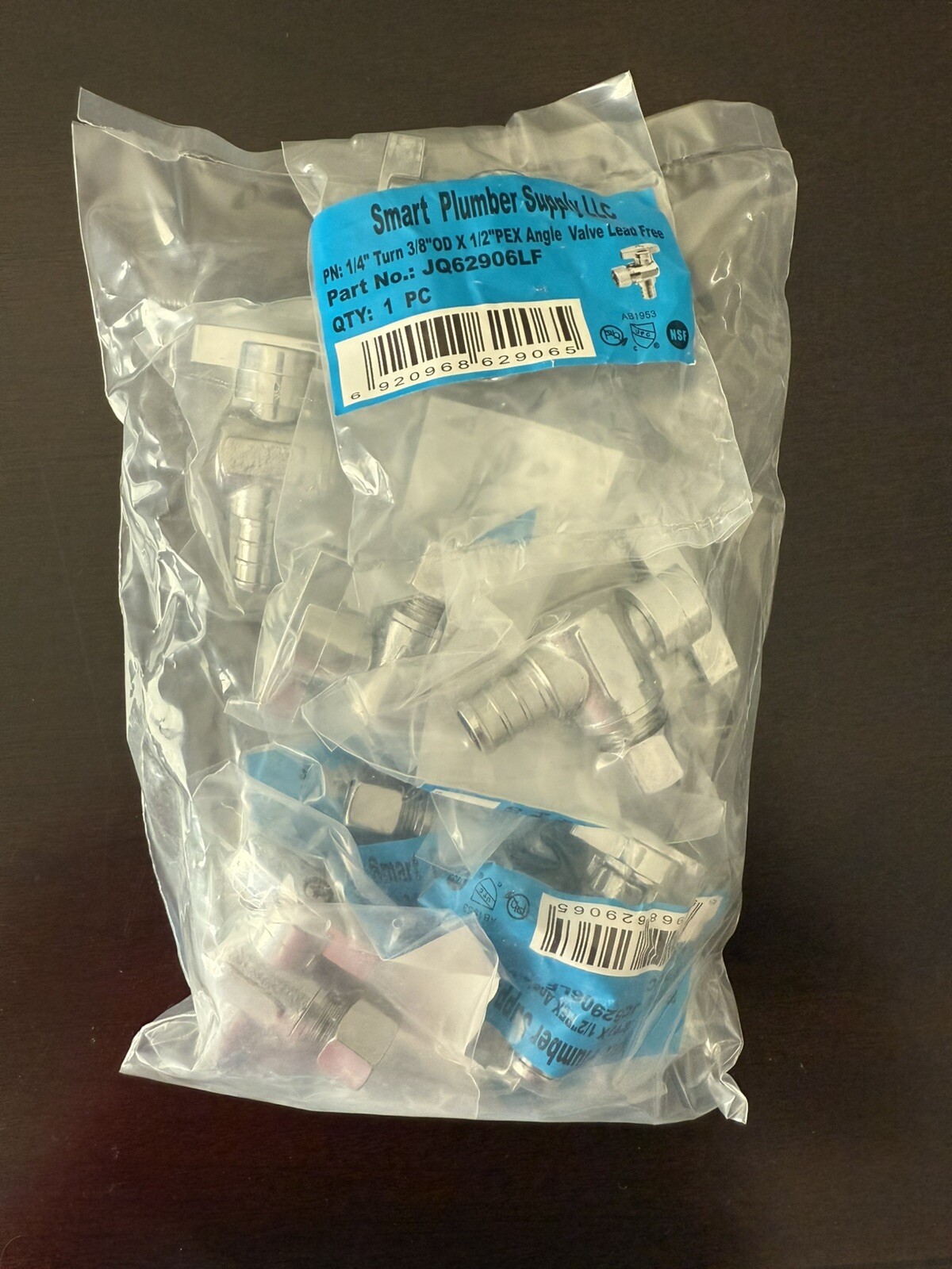 Pack of 10 pcs 1/4 Turn Angle Stop Valve 3/8″ OD x 1/2″ PEX Brass . Lead Free