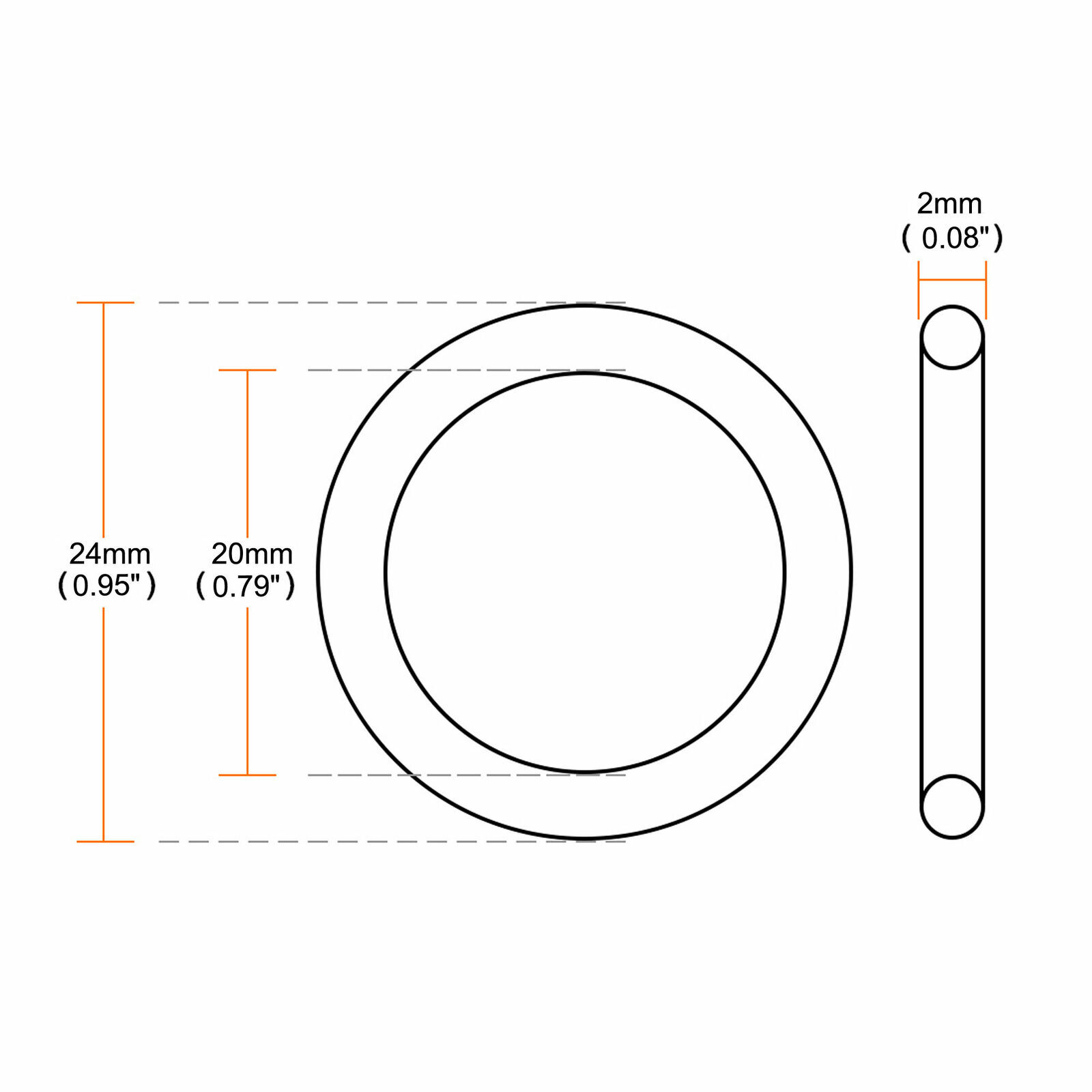4pcs 24x2mm Size Mechanical Rubber O-Ring Oil Seal Seals Black