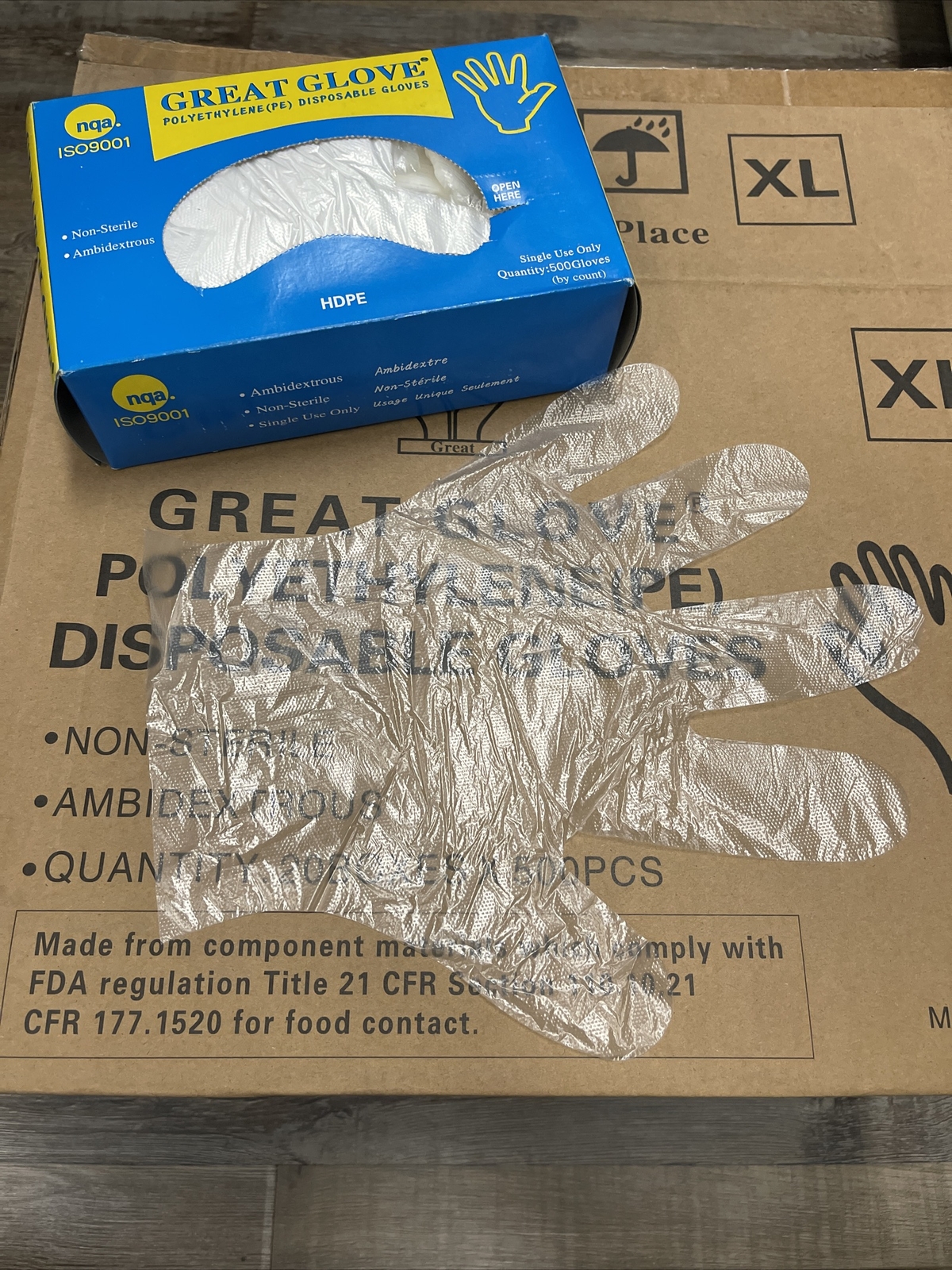Great Gloves Polyethylene Gloves (PE) XL Disposable Food Grade 10,000 PCS