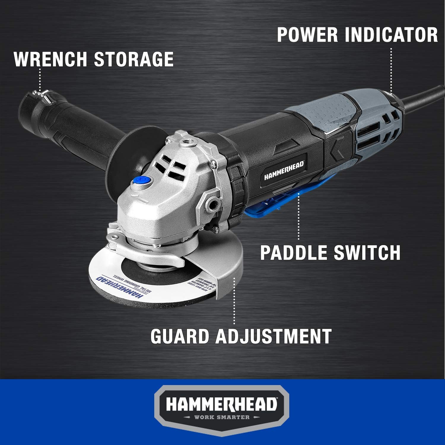 Hammerhead 6-Amp 4-1/2 Inch Angle Grinder with 3 pcs Grinding Wheel – HAAG