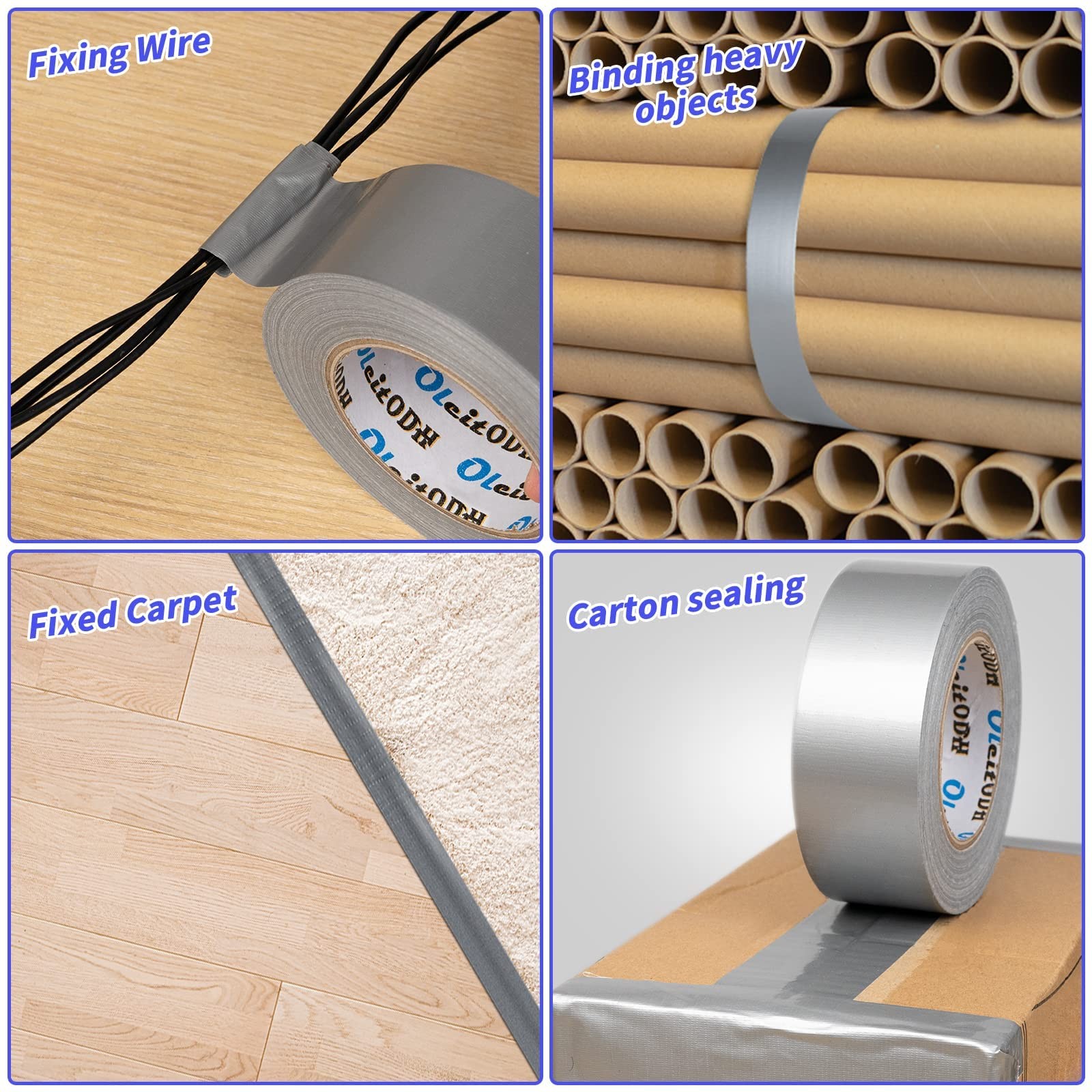 48 Pack Silver Duct Tape Heavy Duty Bulk, 2 2 in x 30 Yards-48 Rolls,