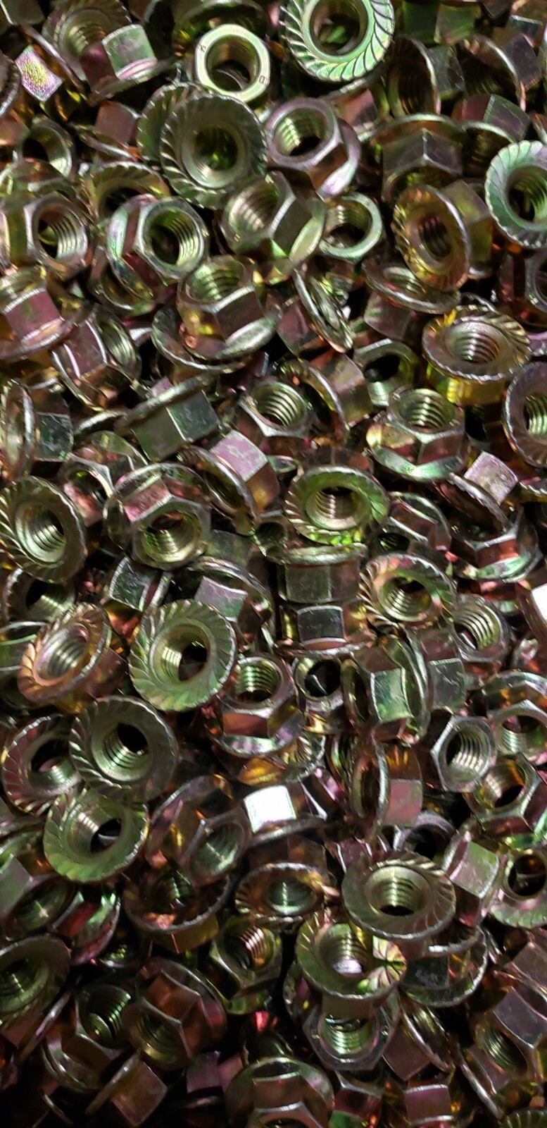 M8-1.25 Metric Class 8 Hex Serrated Flange Nut Yellow Zinc