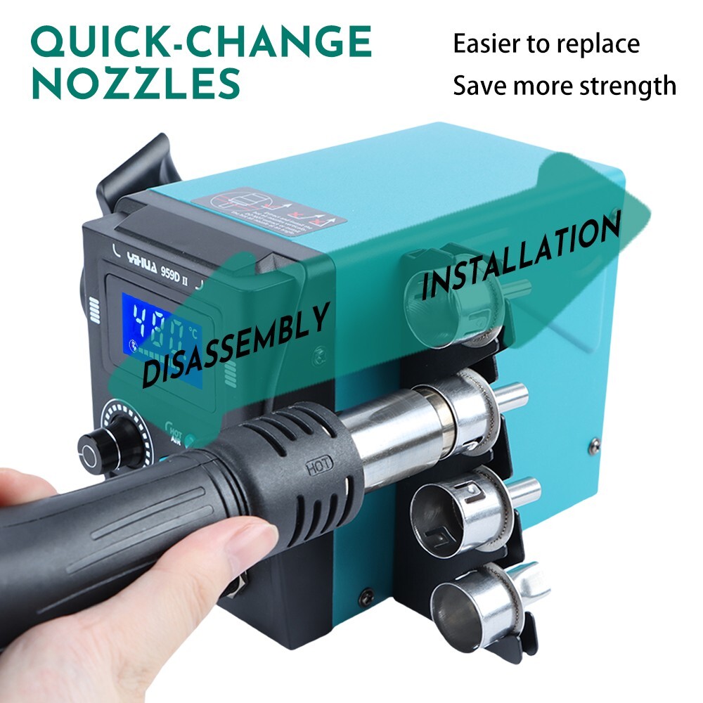 YIHUA 959D-II 700W Hot Air Rework Station Digital Heat Gun Easy Plug-Pull Nozzle